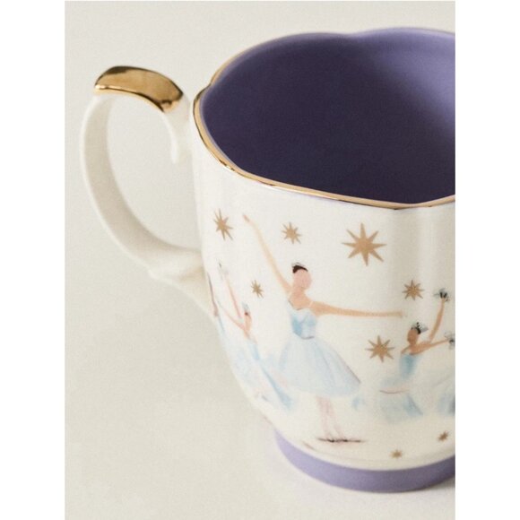 Anthropologie New York City Ballet Mug Snow Fairies Snowflakes New - Picture 11 of 11